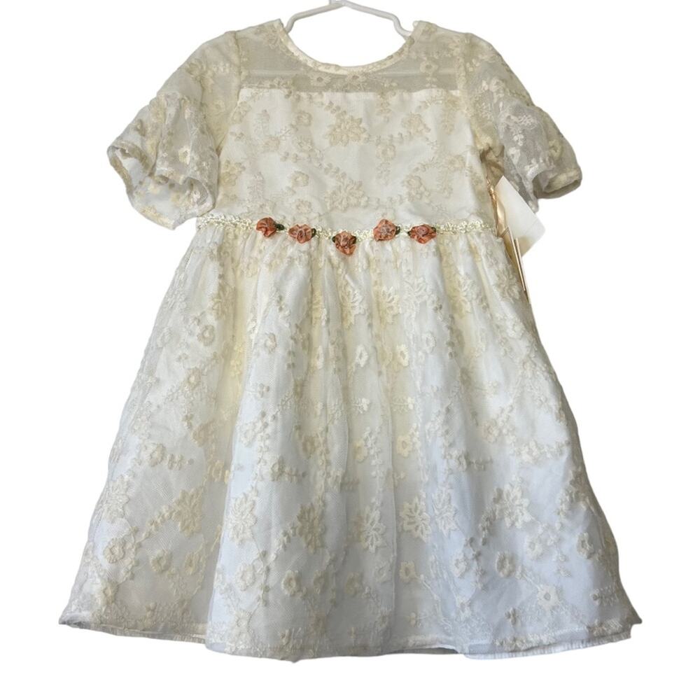 Laura Ashley Lace Ruffle Short Sleeve Dress Size 4 - Picture 1 of 11